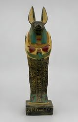 Close-up of jackal head detail on Anubis statue