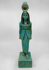 Hathor statue replica, green stone hand-carved museum reproduction