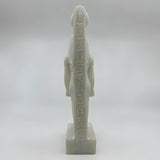 Close-up of Hathor statue crown detail on white alabaster