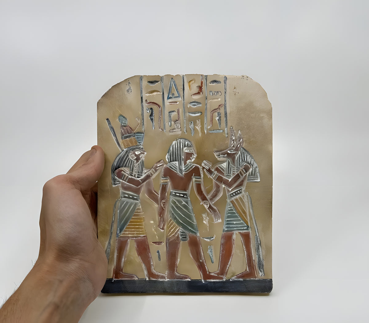 Anubis and Horus stele replica, hand-carved stone museum reproduction