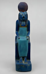 Side view of Sekhmet enthroned statue replica