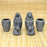 Side view of canopic jars set replica