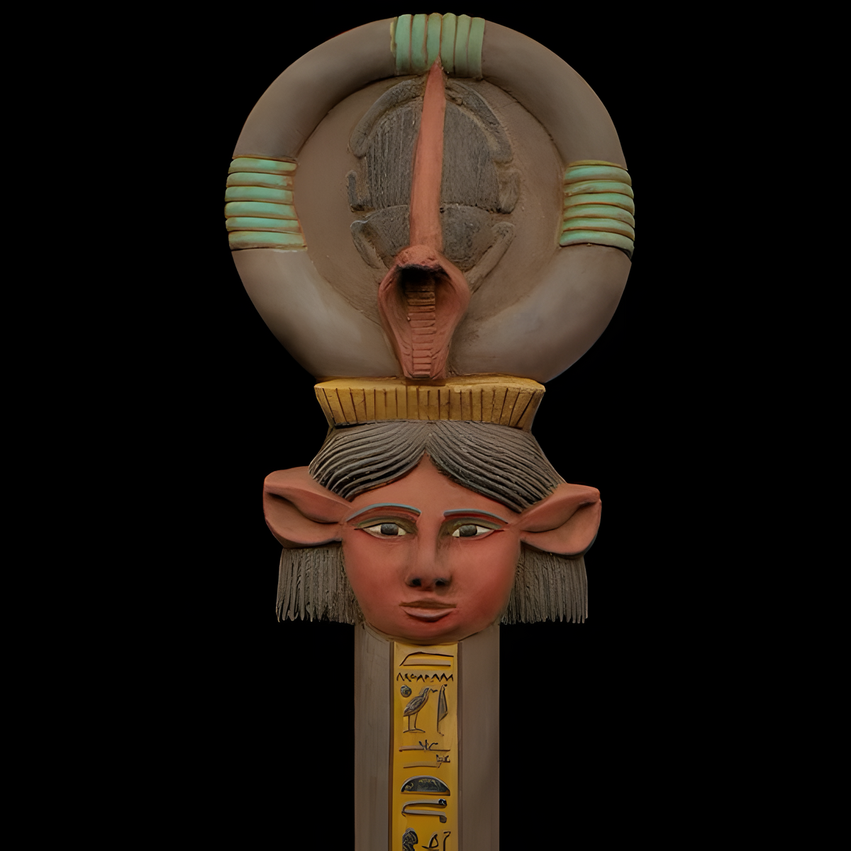 Hathor sistrum replica, wall hanging museum reproduction