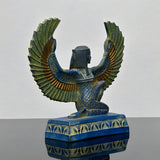 Isis statue replica, blue winged hand-carved museum reproduction