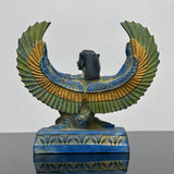 Side view of blue Isis statue replica