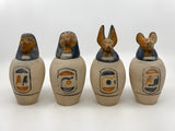 Close-up of painted detail on canopic jars