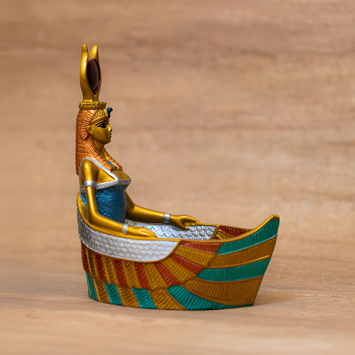 Detail of Isis statue box craftsmanship