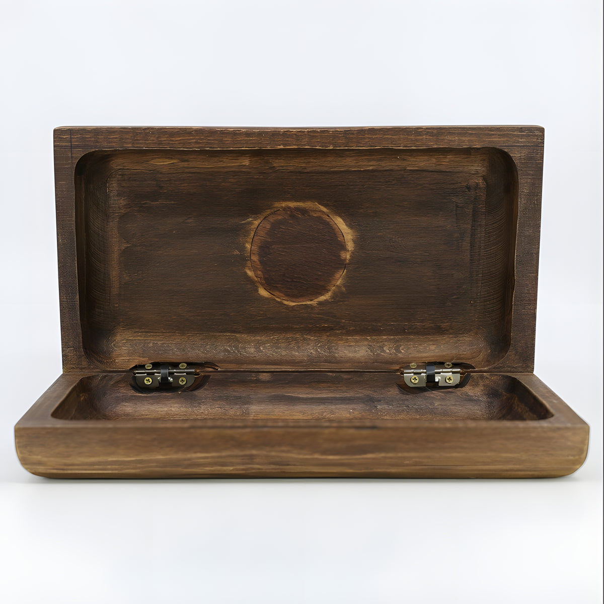 Interior view of wooden jewelry box replica