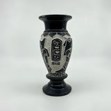 Basalt vase replica, goddess Isis with spread wings museum reproduction