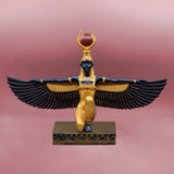 Hathor winged statue replica, hand-carved stone museum reproduction