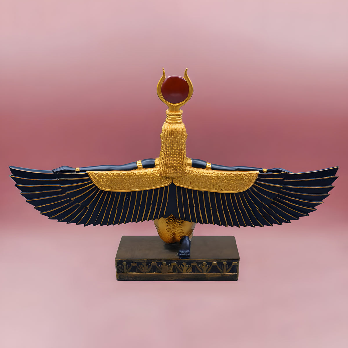 Close-up of wing detail on Hathor statue
