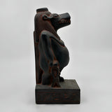 Close-up of hippopotamus head detail on Taweret statue
