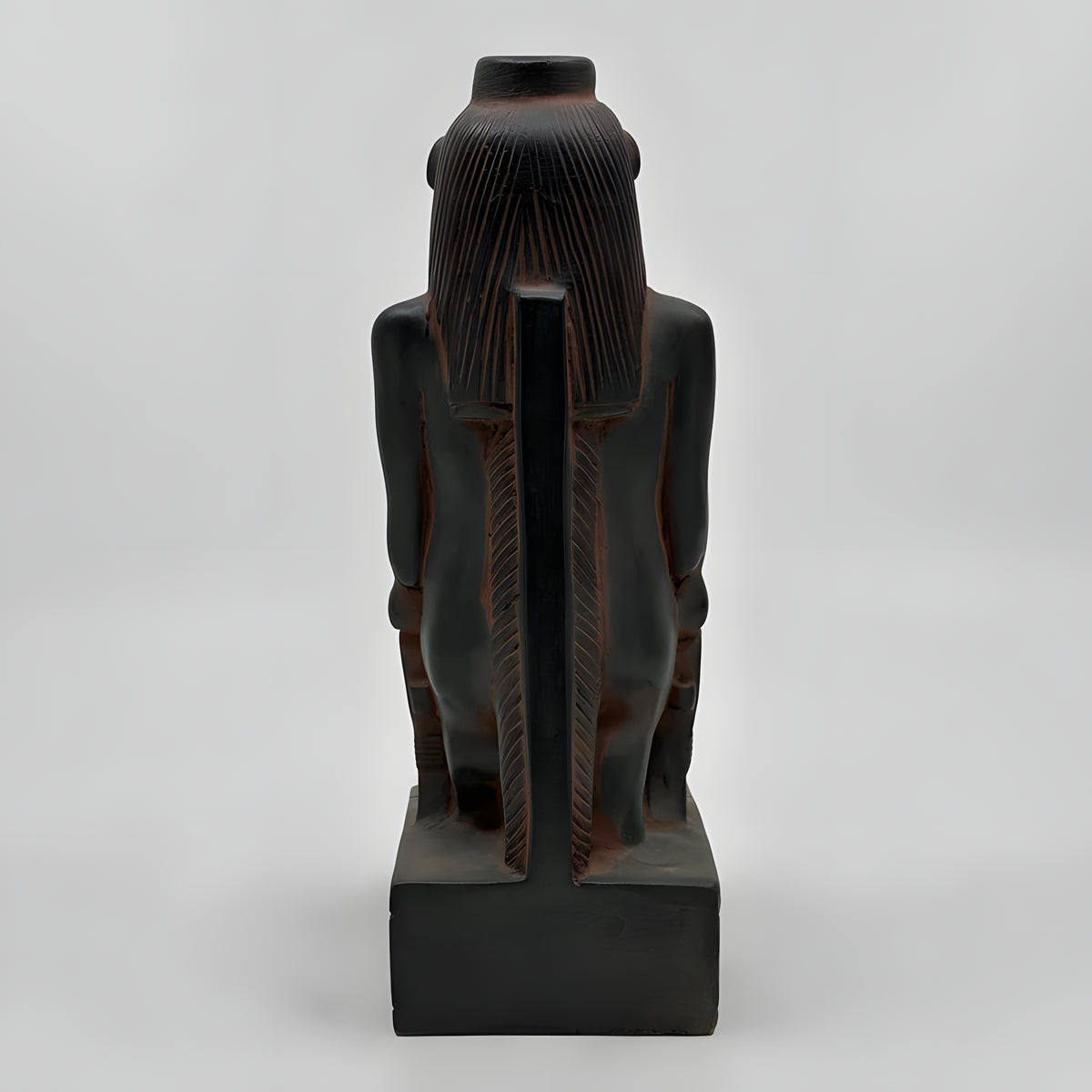 Side view of black Taweret statue replica