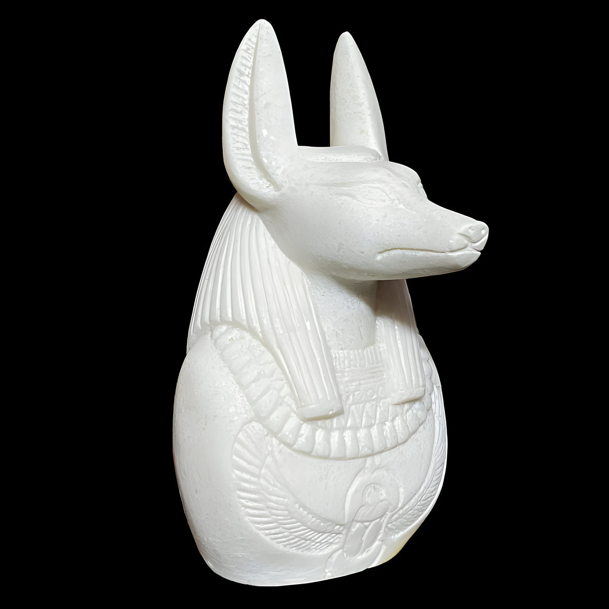 Anubis bust replica, alabaster museum reproduction