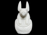 Close-up of jackal head detail on Anubis alabaster bust