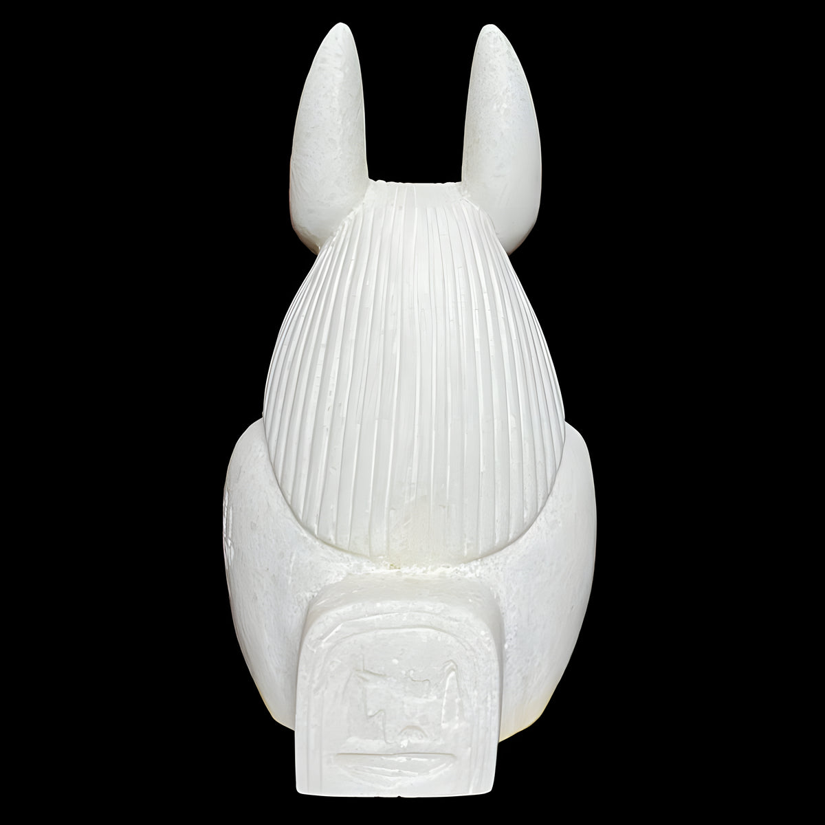 Side view of Anubis alabaster bust replica