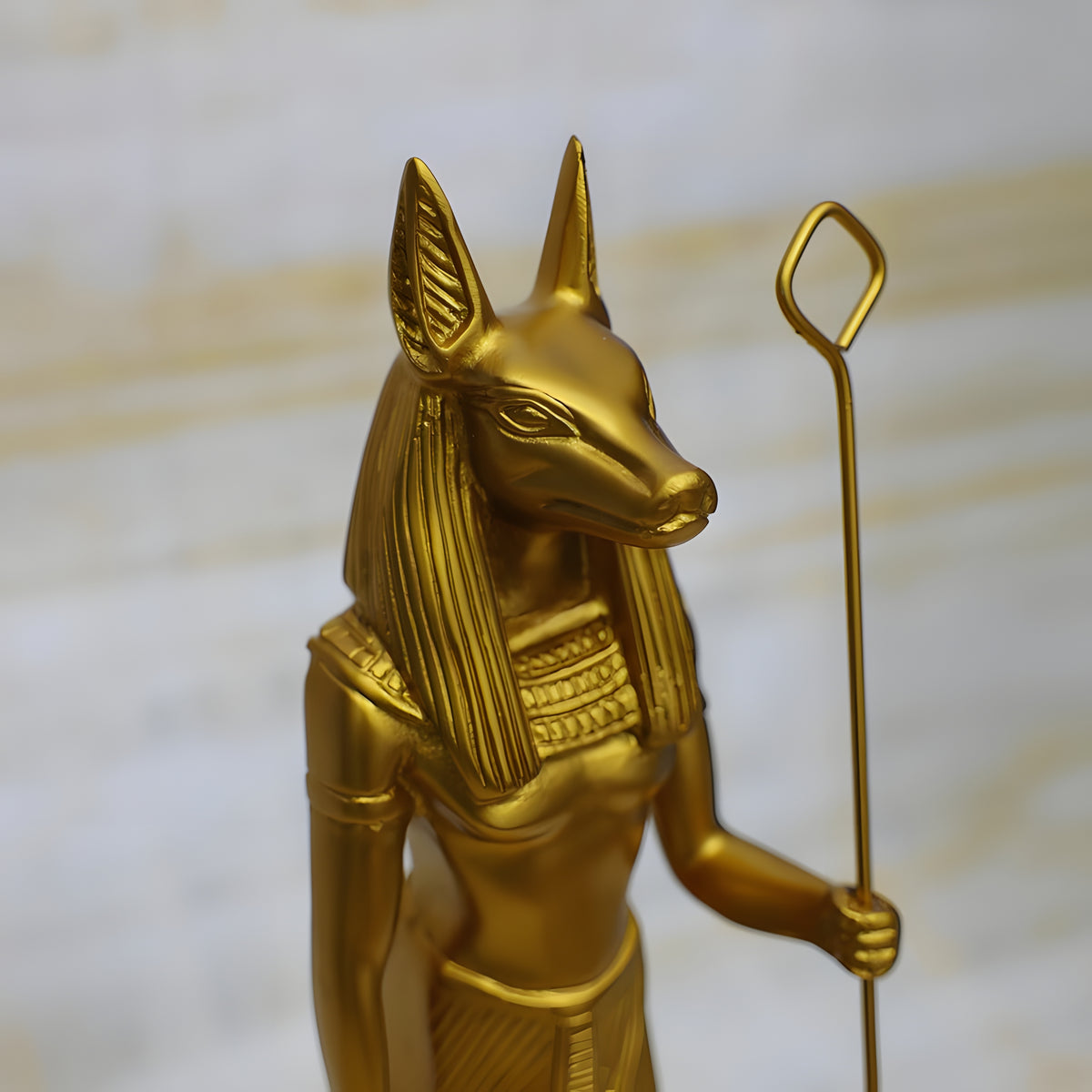 Anubis statue replica, golden finish museum reproduction