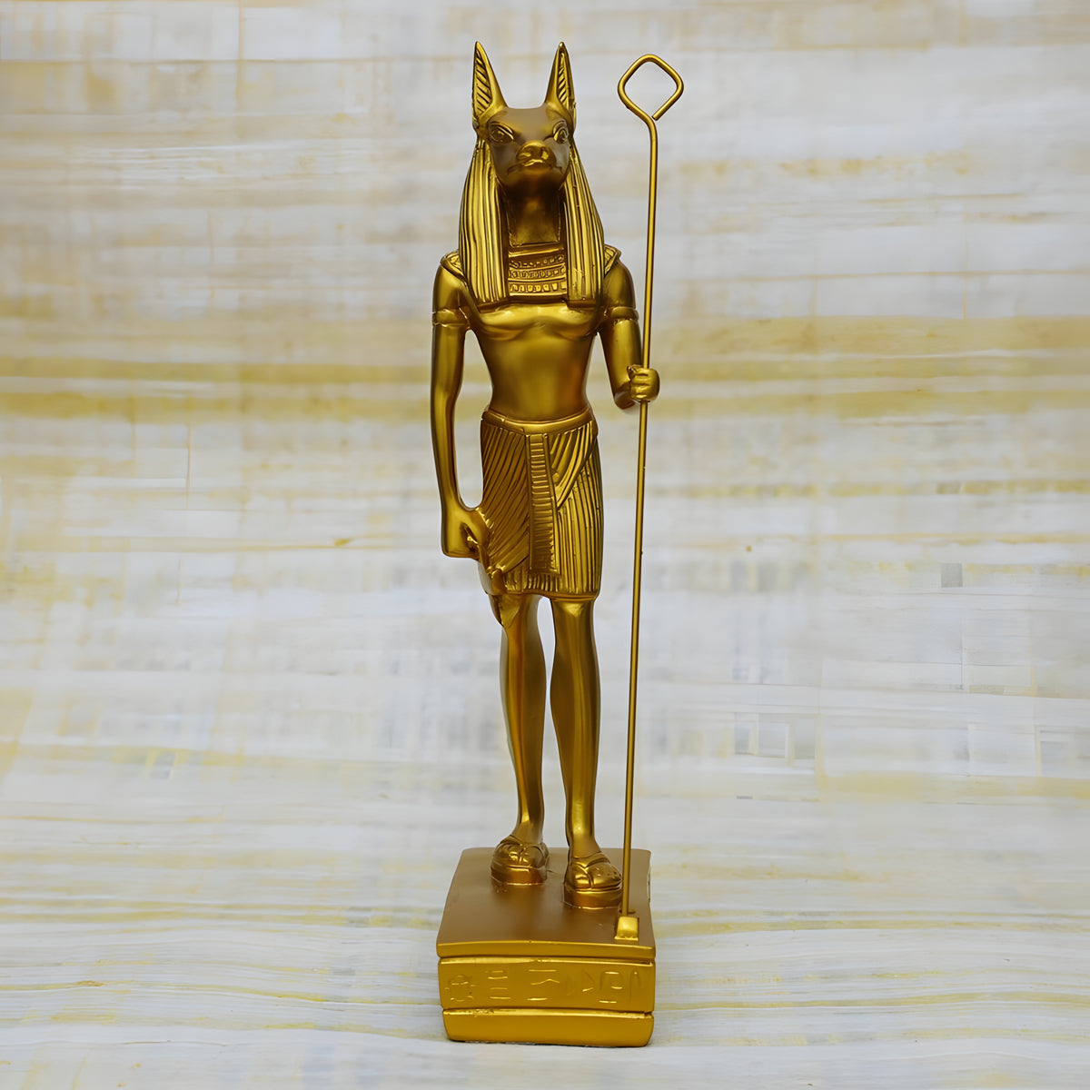 Detail of gold finish on Anubis statue