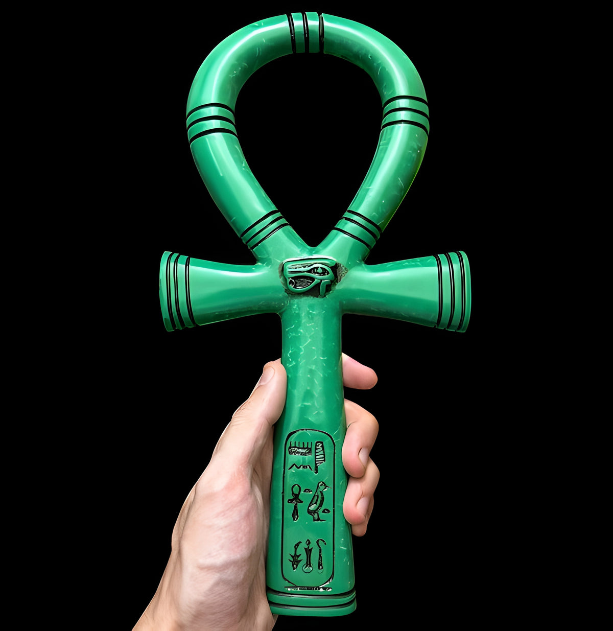 Large green Egyptian Ankh replica, museum reproduction