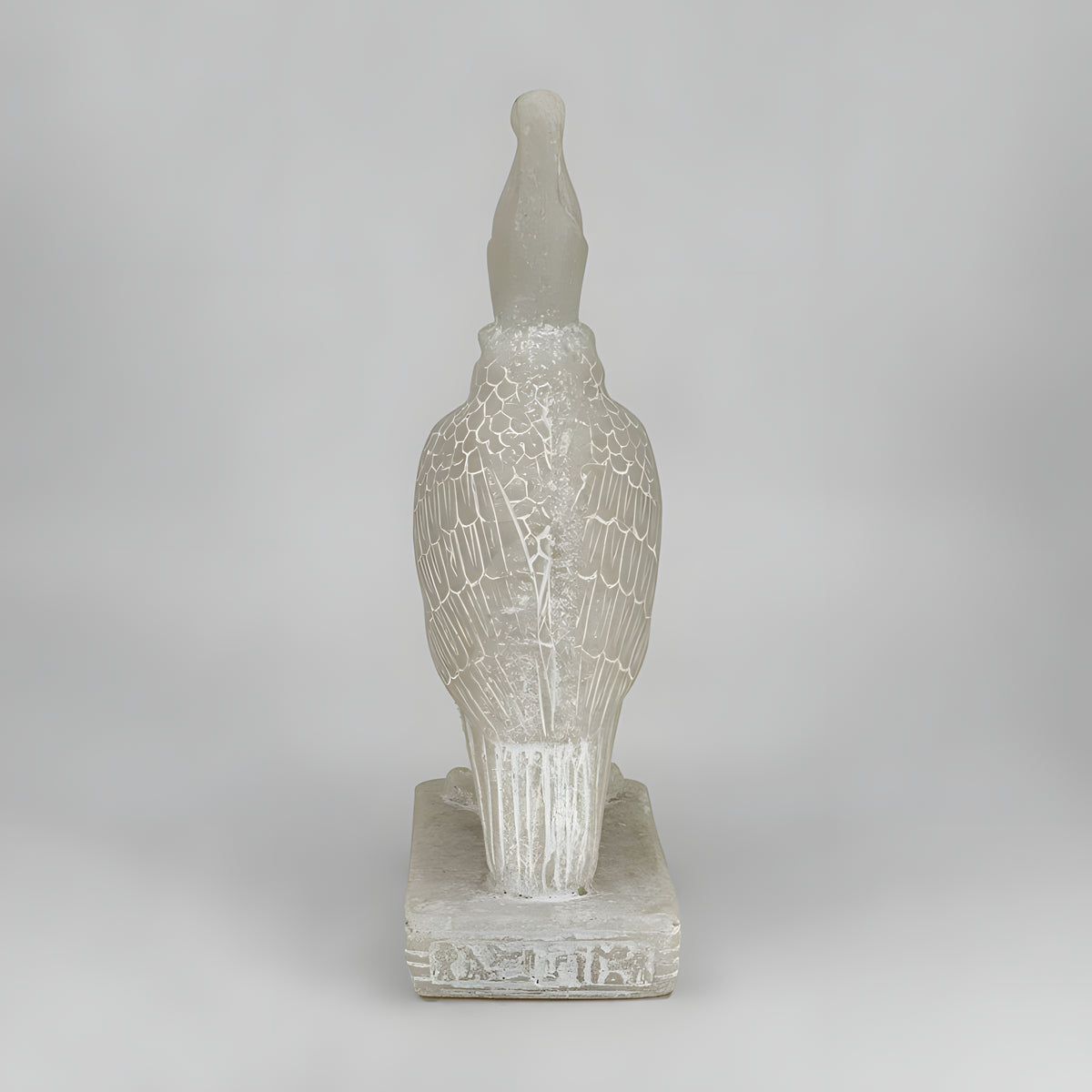 Side view of Horus and Isis alabaster statue replica