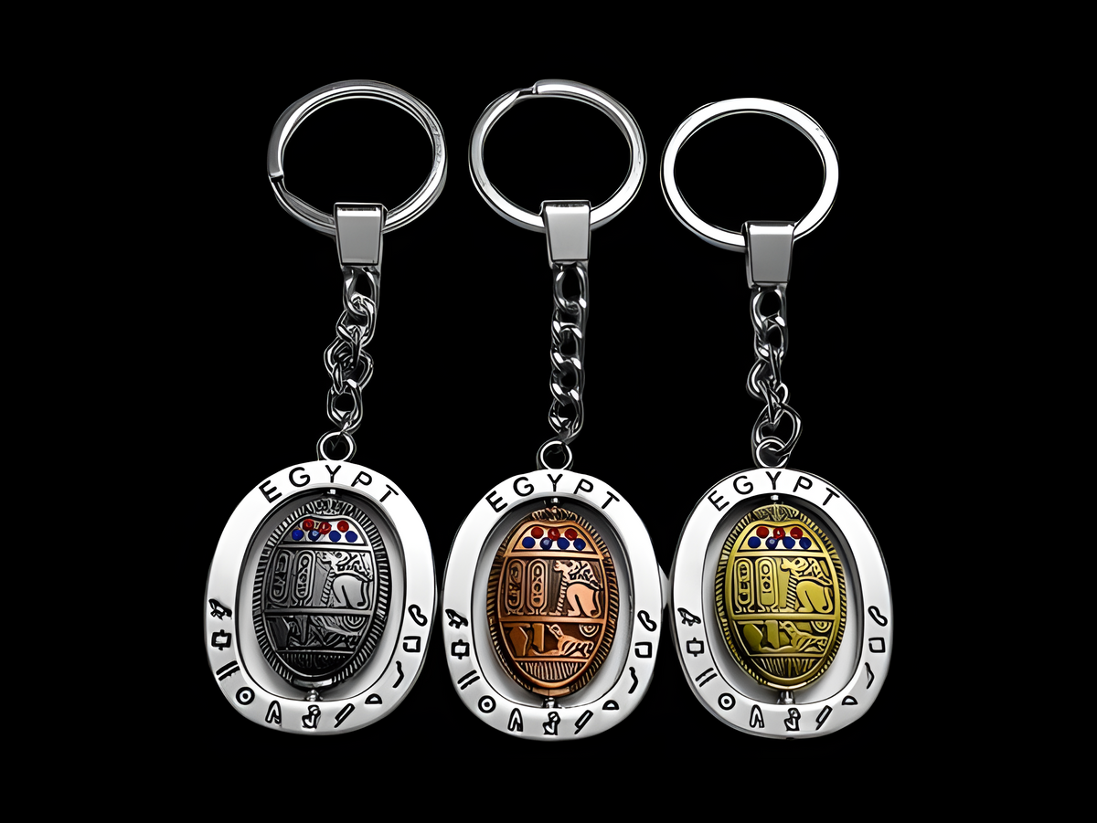 Egyptian scarab keychain, stainless steel handmade