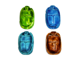 Egyptian scarab beetle amulet set, 8 beads in 4 colors handmade