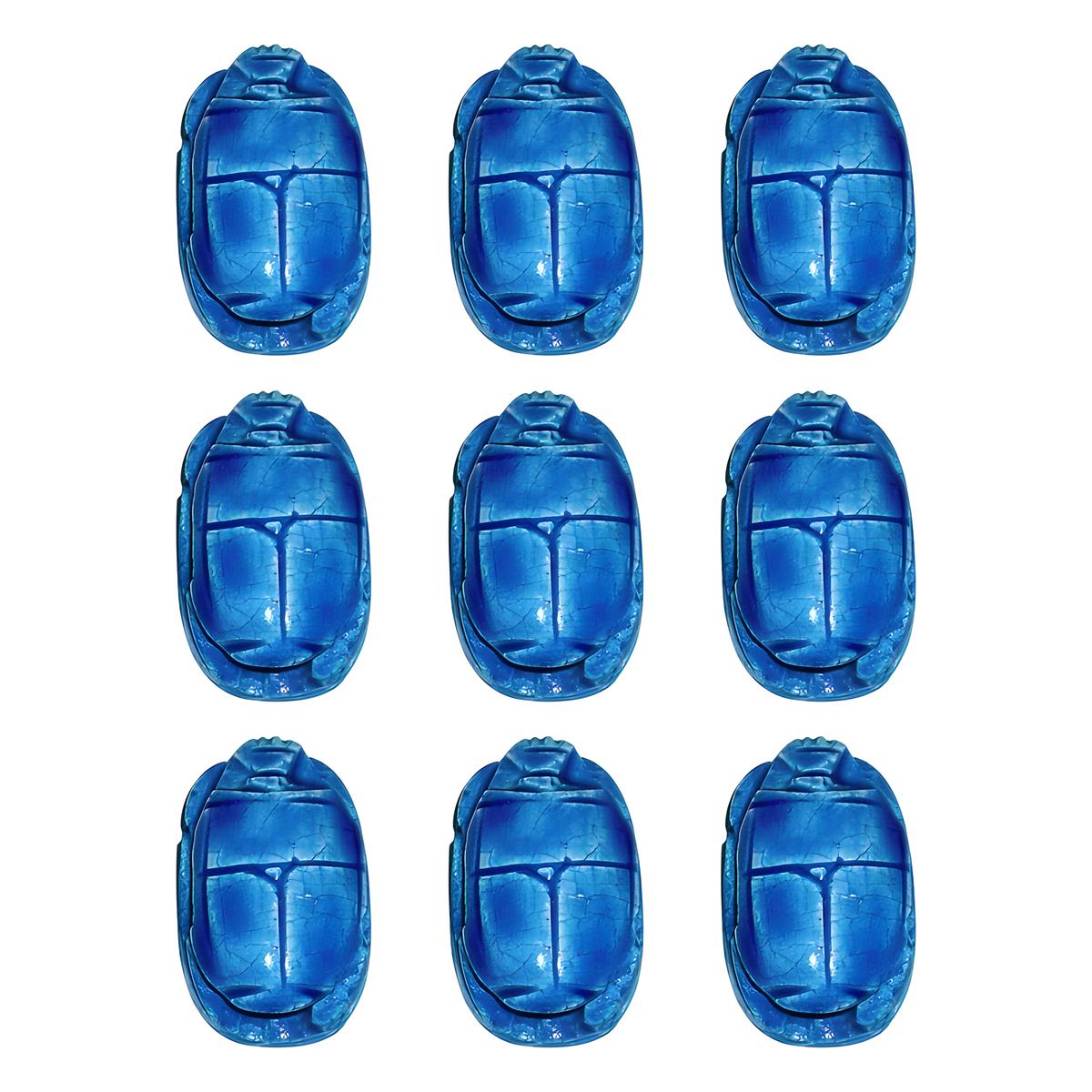 Close-up of scarab bead hieroglyphic detail