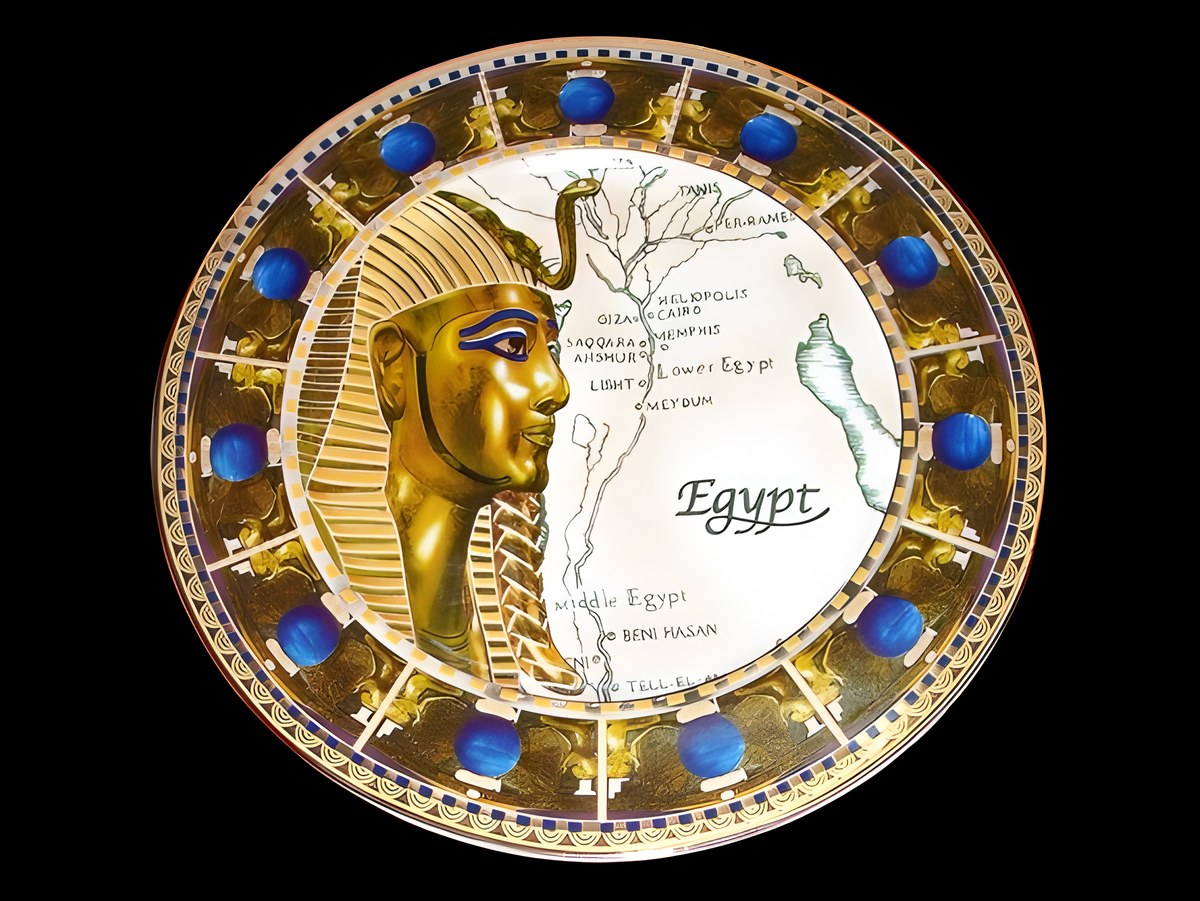 Ceramic plate, Ramesses II pharaoh art museum reproduction