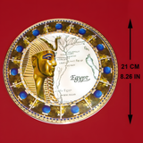 Close-up of Ramesses II painted detail on ceramic plate