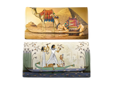 Egyptian leather wallet set, Isis and Sphinx design handmade