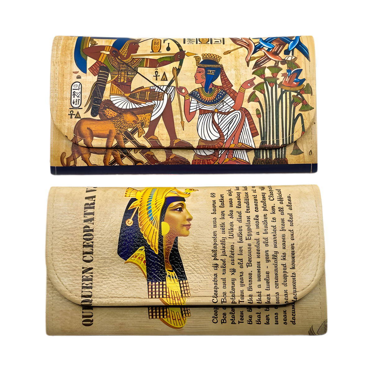 Close-up of Pharaonic artwork on leather wallet
