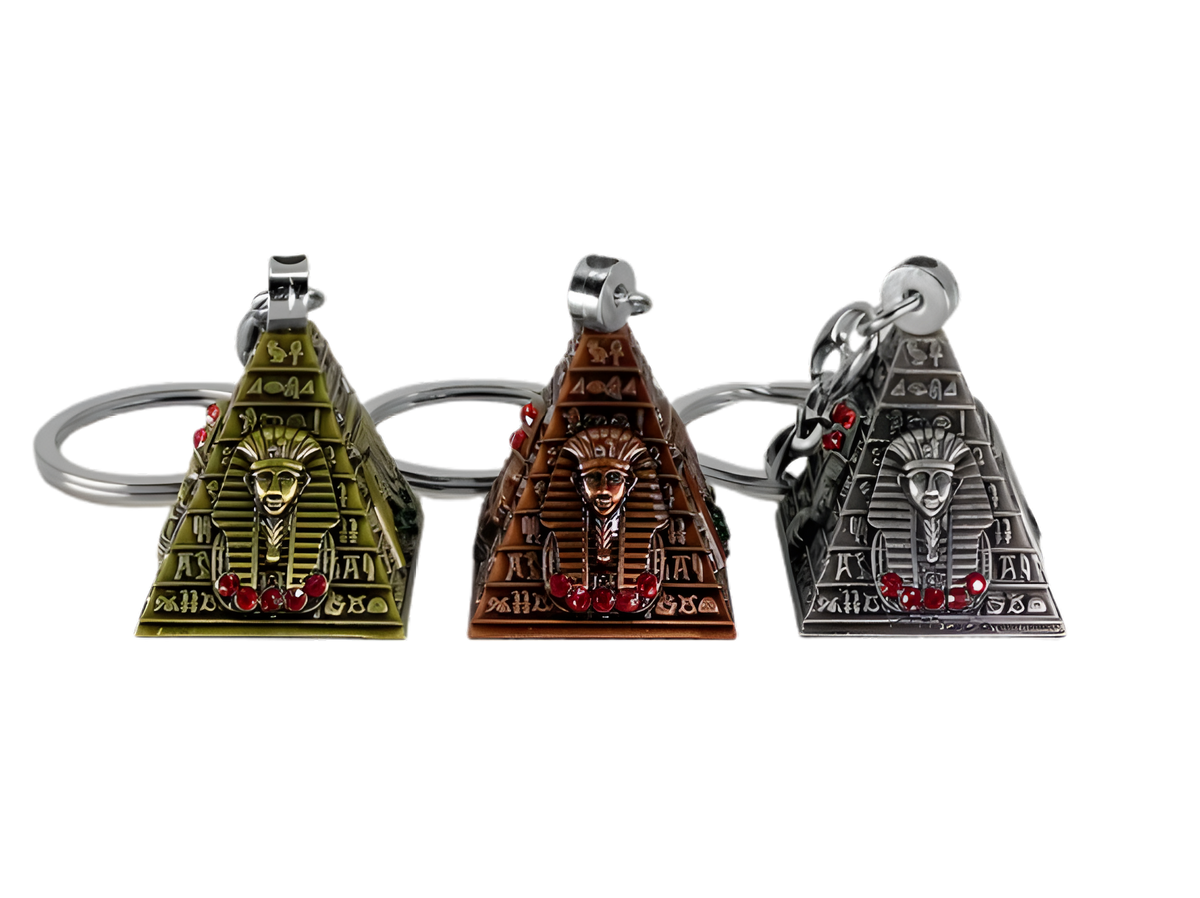 Egyptian pyramid keychain set, handmade metal Giza souvenir