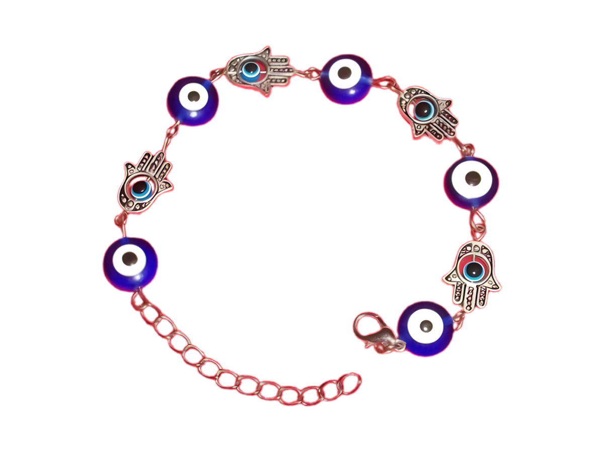 Handmade Egyptian Hamsa and Evil Eye charm bracelet