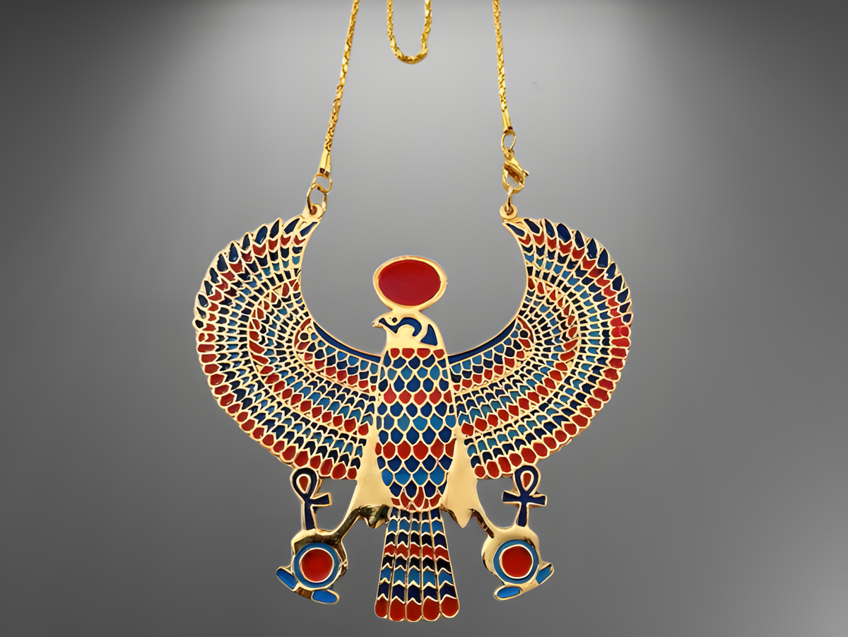 Handmade Egyptian Ra sun god pendant necklace