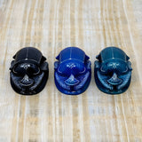 Set of three handmade Egyptian scarab beetle amulets, polystone