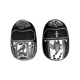 Set of two handmade black Egyptian scarab beetle amulets, stone