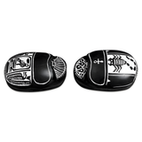 Handmade black scarab amulet, side view