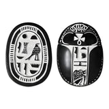 Hand-carved black stone Egyptian scarab amulet, front view