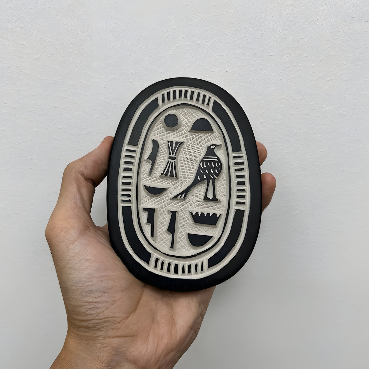 Egyptian scarab amulet, size reference