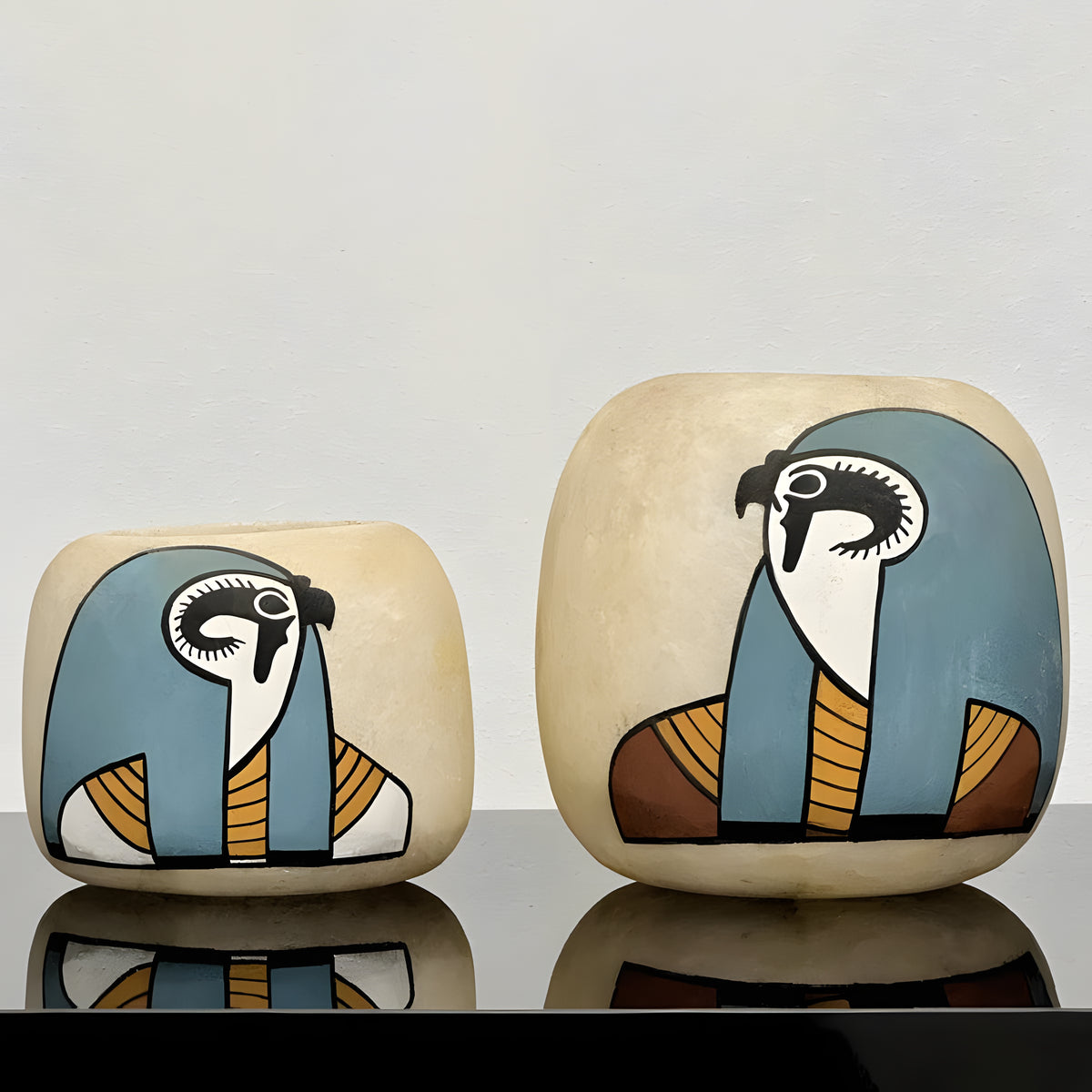 Alabaster vase of Horus replica, hand-carved museum reproduction