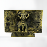 Khnum statue museum reproduction, ram-headed Egyptian god sculpture, front view