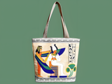 Close-up of Isis and Osiris artwork on tote bag