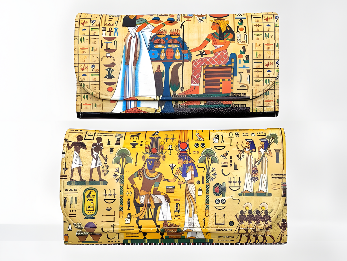 Egyptian pharaonic wallets set, handmade synthetic leather