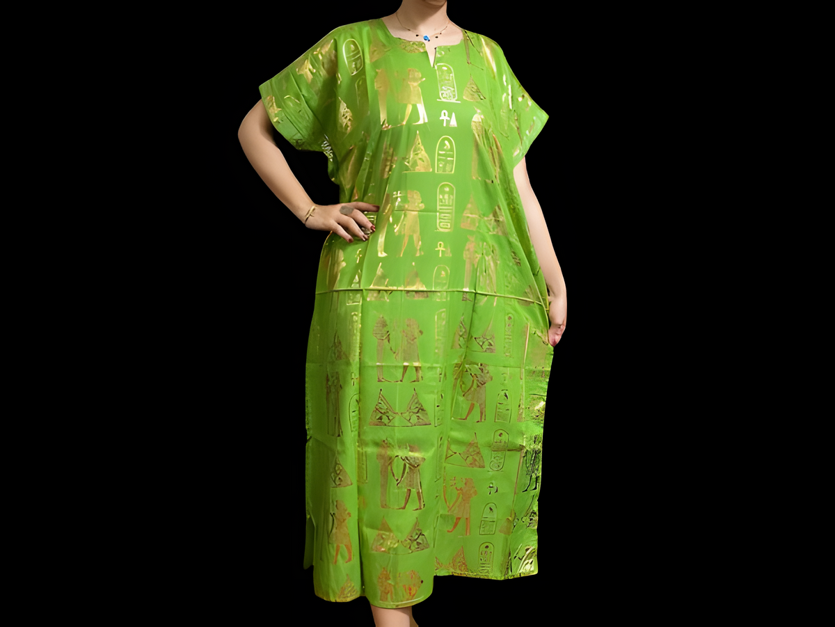 Emerald goddess ceremonial kaftan, handmade cotton