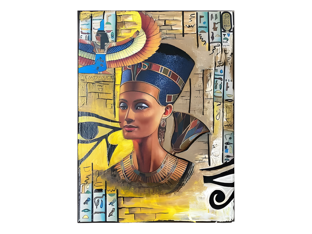 Egyptian decoupage wall art, Nefertiti and Isis museum reproduction