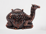 Egyptian camel coin bank, handmade copper with gemstone accents