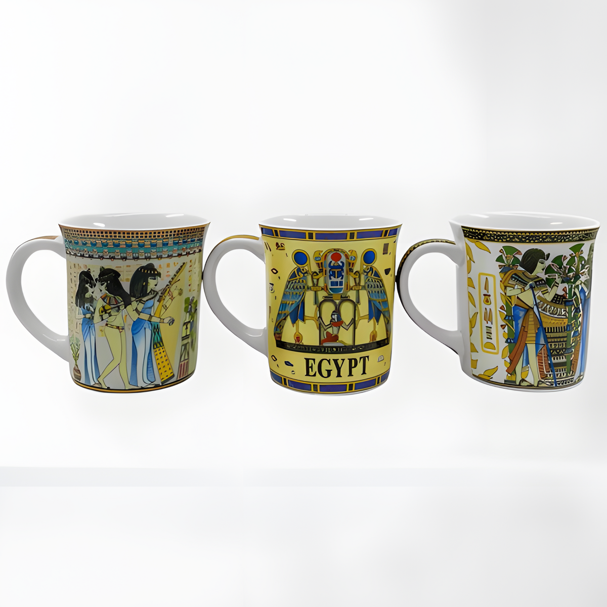 Gods of Egypt ceramic mug set, 3 handmade mugs