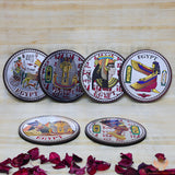 Egyptian gods coaster set, 6 wooden handmade coasters
