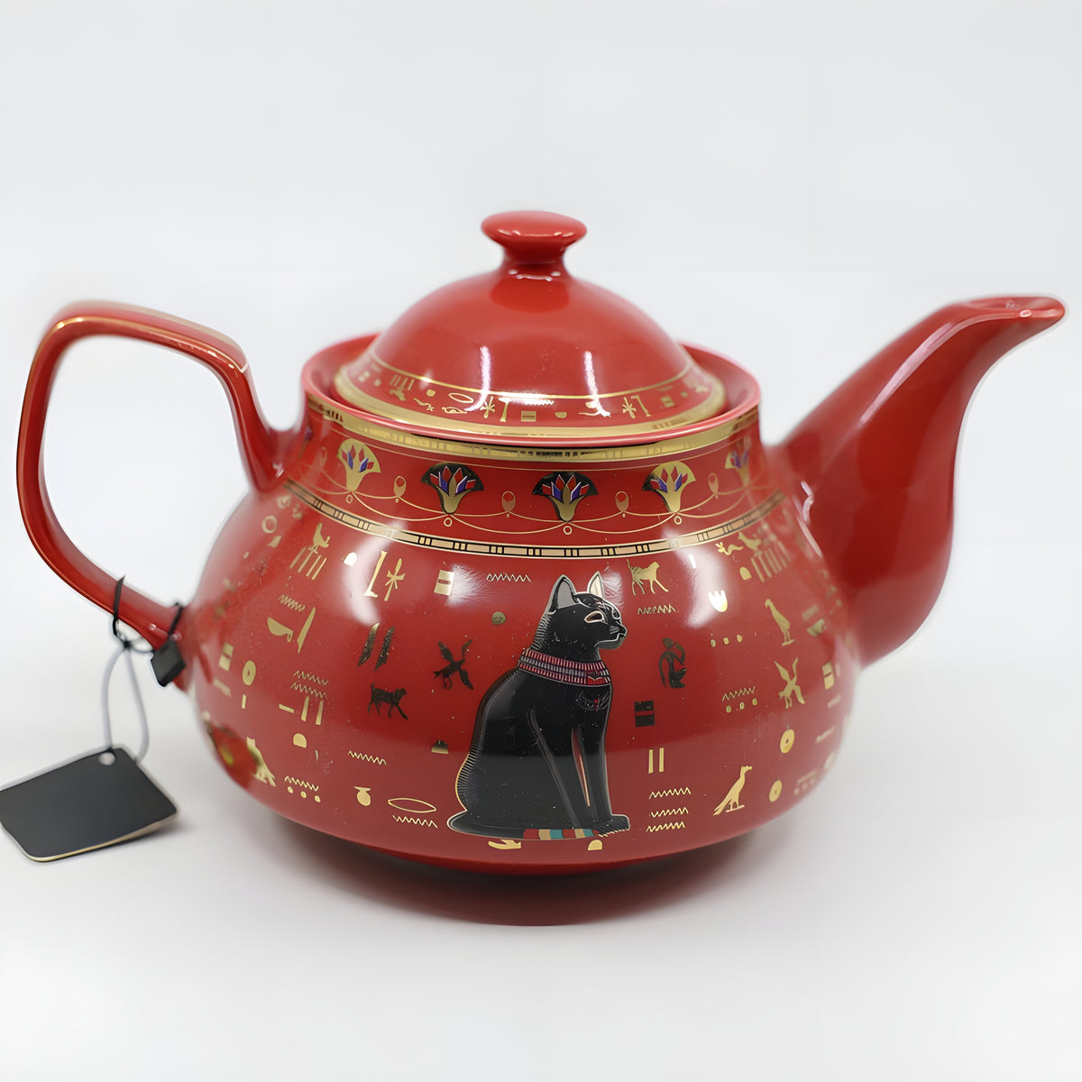 Bastet ceramic teapot, colorful cat goddess handmade