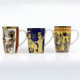 Set of 3 handmade Egyptian ceramic mugs with pharaoh-inspired artwork, Style 2